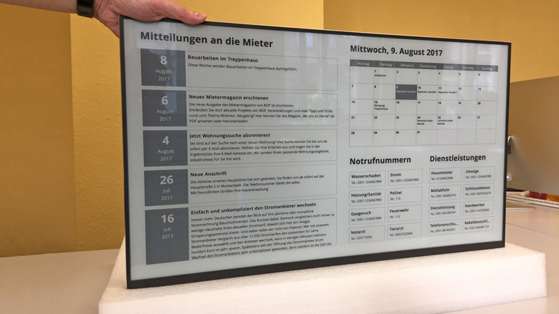 Digitaler Hausaushang, digitale Hauspinwand - EePaper Displays in 32 und 42 Zoll